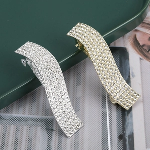 Barrettes à cheveux ondulées serties de strass en or et argent pour femmes