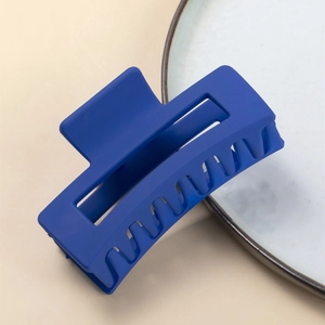 Molla per capelli rettangolare blu klein opaco per donna, accessorio moda elegante