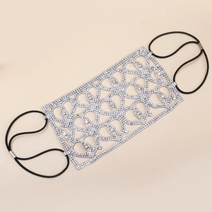 Masque décoratif en strass argentés avec maille en forme de cœur pour fêtes et cosplay