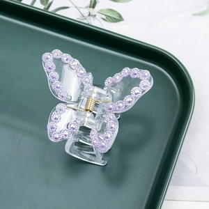 Fashion Transparent Plastic Butterfly Hair Claw Clip With Rhinestones For Women Sweet Fairy Style Hair Accessory Jaw Clip