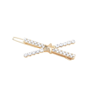 Fermaglio per capelli a X con strass scintillanti e stella dorata per acconciature
