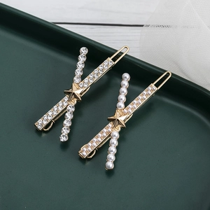 Mollette Per Capelli In Lega Stile Coreano Con Künstliche Perle E Strass Elegante Design A X Con Stella Accessori Capelli Donna Oro