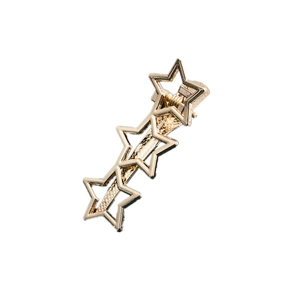 Eleganter goldener Haarclip aus Legierung mit drei hohlen Sternformen für Damen