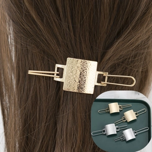 Minimalist Metal Hair Stick Geometric Hollow Out Brushed Polished Alloy Hairpin Retro Jewelry Accessory For Women