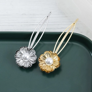 Elegante Blumen Haarklammer Retro Legierung Blume Haarnadel Mit Kunstperle Koreanischer Stil Haarklammer Für Damen