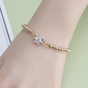 Minimalist Adjustable Butterfly Zirconia Beaded Bracelet For Women Sweet Korean Style Alloy Jewelry Hand Accessory Gift