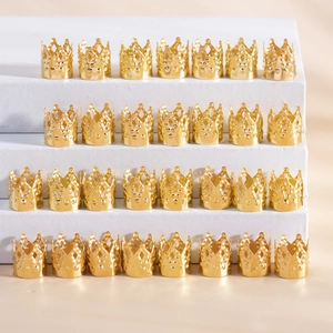 Golden crown braid rings hair jewelry accessories for dreadlocks and ponytail styling