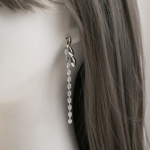 Elegant 925 silver asymmetric tassel earrings with marquise leaves and zircon stones