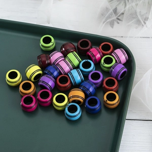 Colorful Striped Plastic Hair Beads Large Hole Cylindrical Jewelry For Dreads Braids DIY Hair Styling Accessories For Women Girls