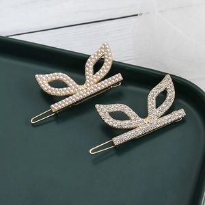 Barrette à Cheveux Latérale Élégante en Alliage avec Künstliche Perles et Strass pour Femme Doré Style Coréen Ailes de Papillon Accessoire