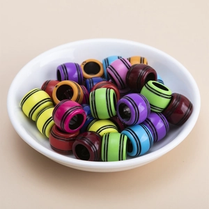 Colorful striped plastic beads for dreadlocks hair braiding and DIY jewelry accessories