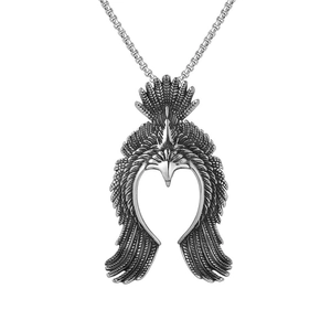 Vintage Alloy Eagle Wing Pendant Necklace With Stainless Steel Box Chain Retro Punk Gothic Jewelry For Unisex Silver