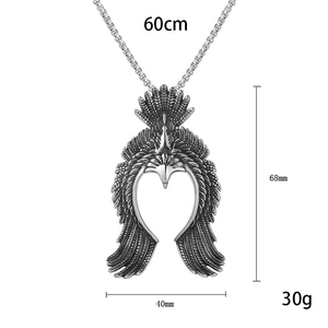 Hip hop stainless steel eagle pendant pearl chain necklace with 60cm length and 30g weight