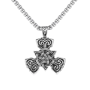 Collana con Ciondolo a Nodo Celtico in Lega di Acciaio al Titanio Vintage per Uomo Vichingo Drago Lupo Chitarra Ancora Croce Gioielli Regalo