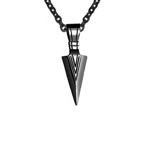 Schwarze Pfeilspitze Halskette für Herren mit Kreuzkette und geometrischer Gravur