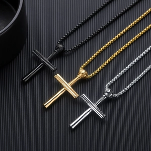 Herren Sportlich Baseballschläger Kreuz Anhänger Halskette Legierung Baseball Thema Kreuz Charm Halskette Für Athleten Schmuck Geschenk