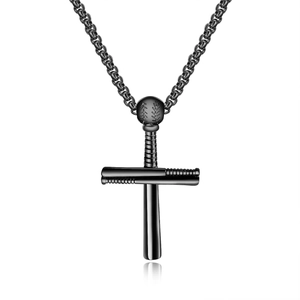 Matte schwarze Edelstahl Baseball Kreuzkette mit robuster Gliederkette für Herren