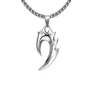 Punk Edelstahl Flamme Wolfszahn Anhänger Halskette Mit Strass Gotik Legierung Schmuck Für Herren Damen Halsketten