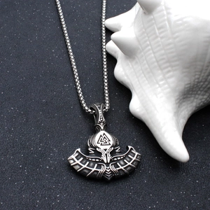 Collier pendentif hache viking pour homme en acier inoxydable avec symbole nordique Valknut
