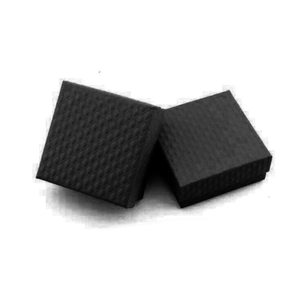 Square black jewelry gift box with textured diamond pattern for rings and earrings