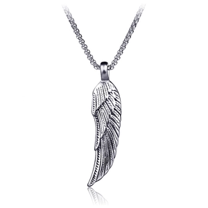 Vintage Alloy Angel Wing Feather Pendant Necklace With Stainless Steel Chain Gothic Hip Hop Punk Jewelry For Men