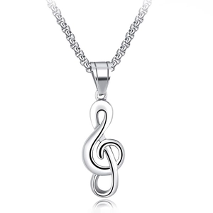 Collier avec Pendentif Note de Musique en Alliage avec Chaîne en Acier Inoxydable pour Hommes Femmes Punk Rock Hip Hop Bijoux