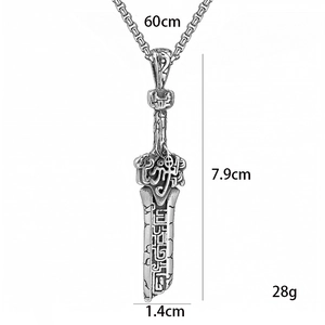 Collier pendentif épée vintage en acier inoxydable avec chaîne 60cm pour bijoux homme