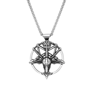 Gothic Baphomet Goat Head Pendant Necklace For Men Women Stainless Steel Chain Alloy Retro Punk Hip Hop Jewelry Gift