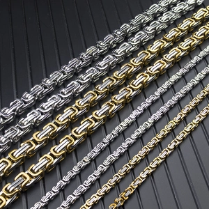 Byzantine imperial stainless steel chain necklace in silver and gold tones for men