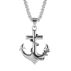 Retro Punk Men Stainless Steel Chain Alloy Nautical Anchor Skull Pendant Necklace Gothic Viking Style Jewelry For Men Boys Gift