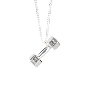 Collier haltère de fitness argenté avec gravure Phil 4:13 pour sportifs