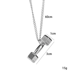 Collier avec pendentif haltère en argent et gravure Phil 4:13 pour fitness et sport