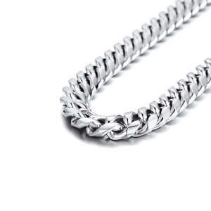 Polished silver stainless steel Cuban link chain necklace for a bold minimalist style