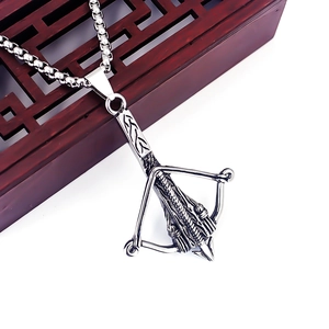 Retro stainless steel crossbow pendant necklace for men with vintage box chain style
