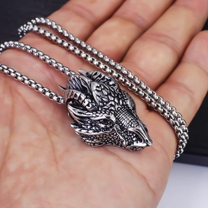 Stainless Steel Byzantine Chain Cross Pendant Necklace For Men Vintage Punk Hip Hop Dragon Head Lion Wolf Hammer Medusa Jewelry