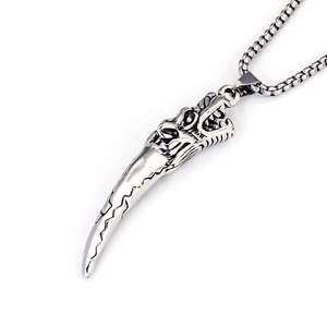 Collier vintage en acier inoxydable avec pendentif dragon vajra et chaîne pour homme