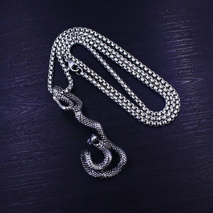 Punk style snake pendant necklace for men made of durable vintage stainless steel