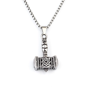 Vintage stainless steel Viking Thor's Hammer Mjölnir pendant necklace for men