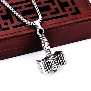 Vintage Viking Thor's Hammer Mjolnir Cross Pendant Necklace For Men Stainless Steel Alloy Celtic Knot Byzantine Chain Jewelry