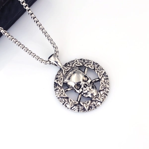 Collier Pendentif Crâne Croix Acier Inoxydable Alliage Nœud Celtique Vintage Gothique Punk Hip Hop Streetwear Bijoux Unisexe