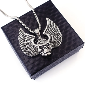 Gothic Punk Roestvrij Staal Legering Schedel Vleugel Hanger Halsketting Vintage Geoxideerd Kruis Slang Levensboom Draak Sieraden Voor Mannen Vrouwen