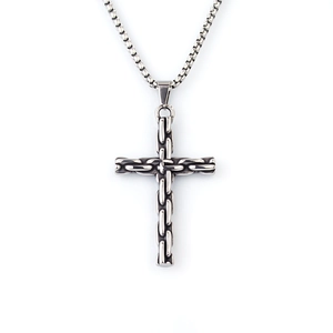 Collier Pendentif Croix en Acier Inoxydable Punk Vintage pour Hommes Femmes Bijoux Streetwear Gothique avec Chaîne Box