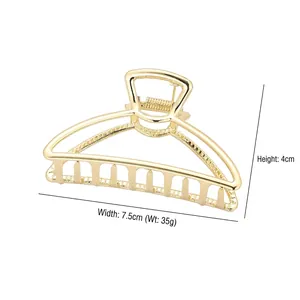 Pince à cheveux élégante en métal doré, pince requin minimaliste en alliage de 7,5 cm