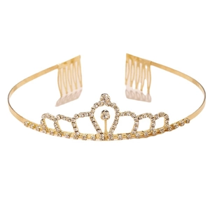 Eleganter Gold-Kronen-Haarreif mit funkelnden Strasssteinen und Haarkamm-Befestigung