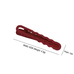 Minimalist deep red wave-shaped matte hairpin with U-shaped design and size annotations