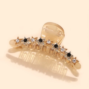 Elegante pinza per capelli in resina ambrata con stelle e strass per acconciature chic