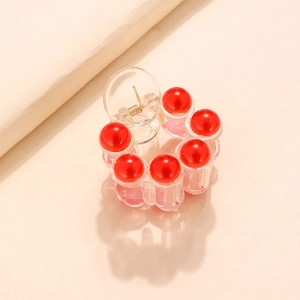 Elegant red pearl hair claw clip in clear acrylic for women's hair styling and buns