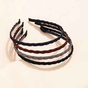 Set di 4 cerchietti intrecciati in finto scamosciato nei colori navy, bordeaux, grigio, nero