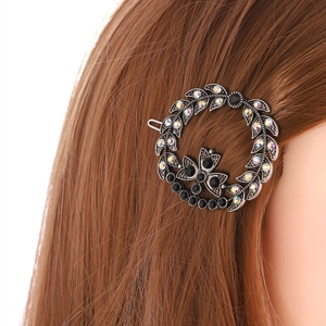 Barrette à cheveux vintage en forme de couronne avec cristaux et nœud sur cheveux