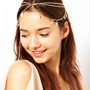 Bohemian Mehrlagige Goldkette Stirnband Mit Blattanhängern Und Strass Vintage Ethno Stil Damen Haarschmuck